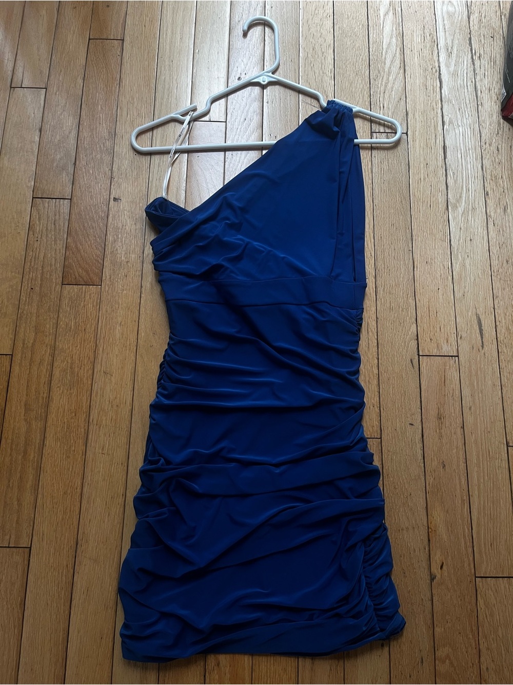 Forever 21 Royal Blue One-Shoulder Ruched Dress